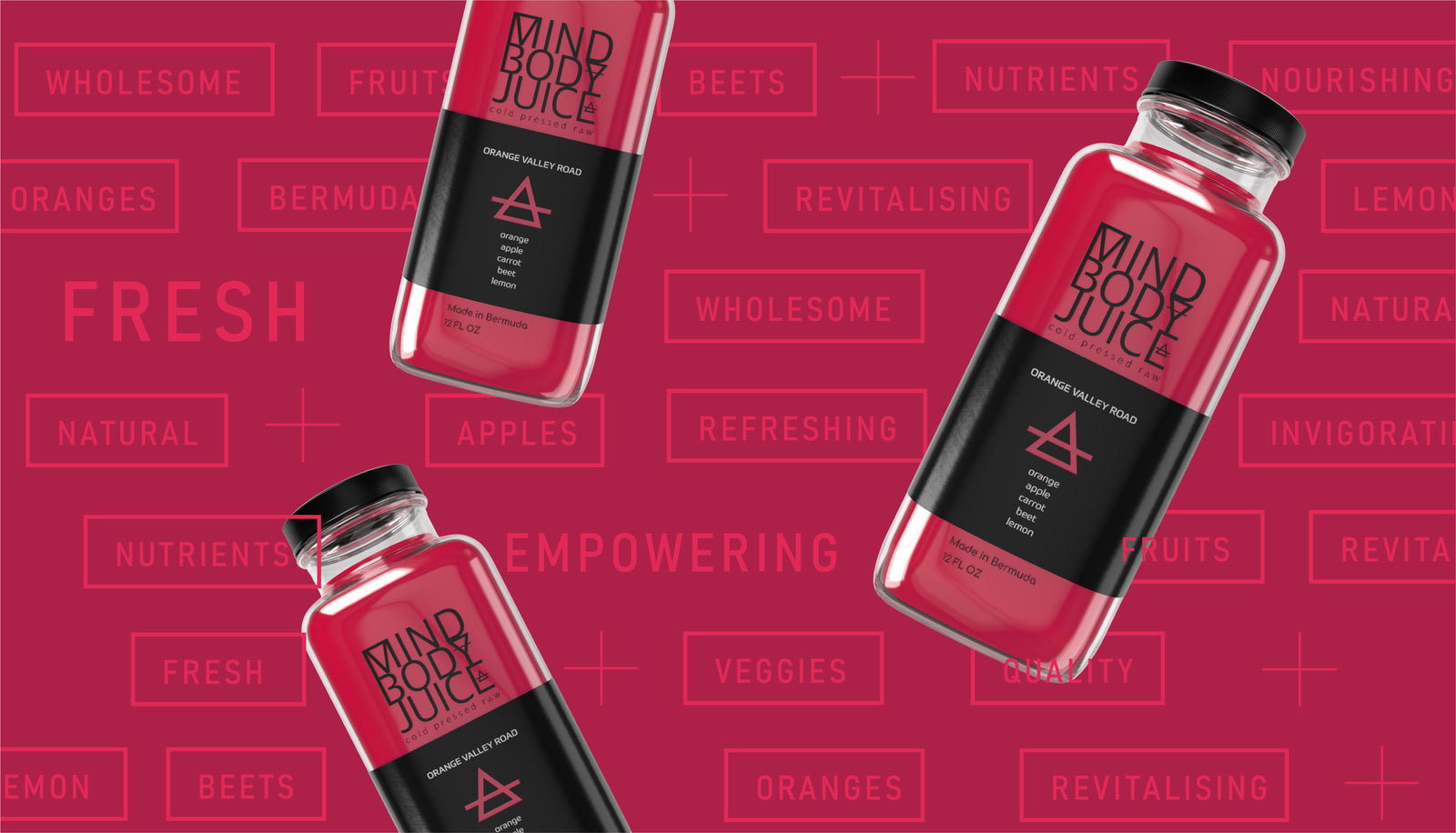 Mind Body Juice - Cold Pressed Juice Label Design case study hero image by Y Not Tony Design Studio