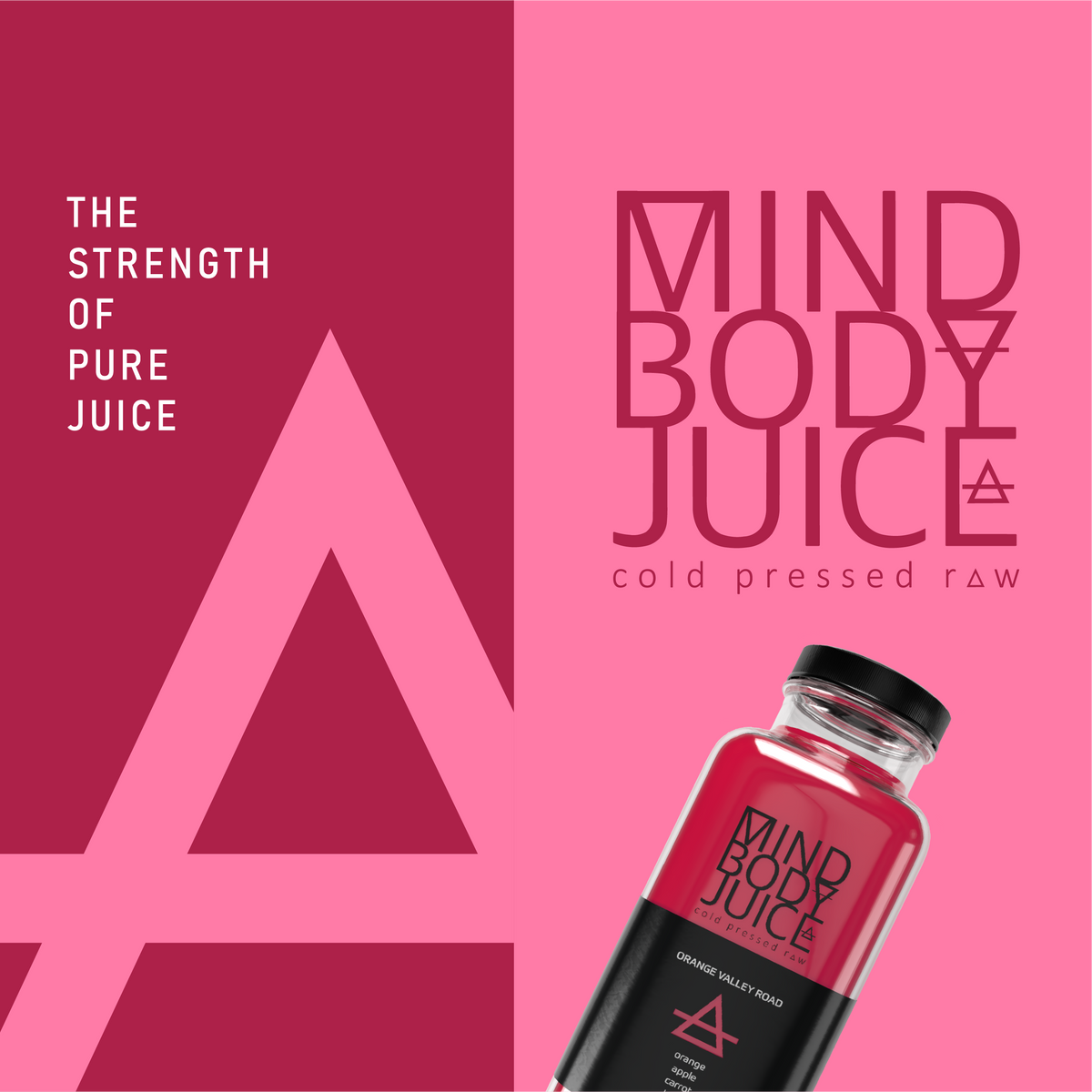 Mind Body Juice Cold Pressed Juice Label Design packaging design portfolio project by Y Not Tony Design Studio