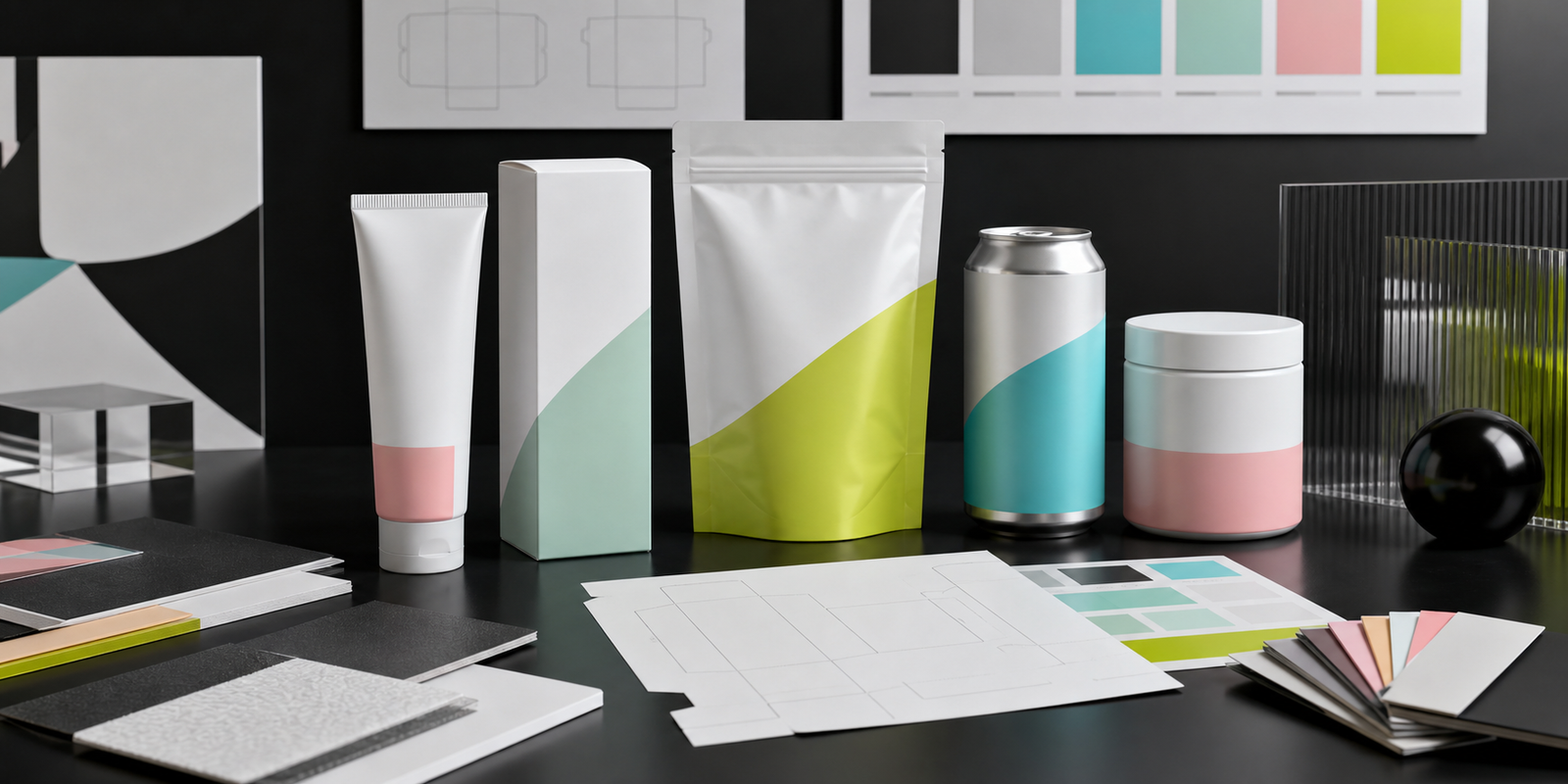 Packaging designer creating premium product packaging mockups for a UK brand launch