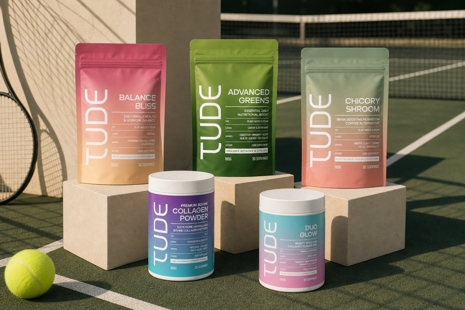 Tude Plant-Based Supplement Packaging Design