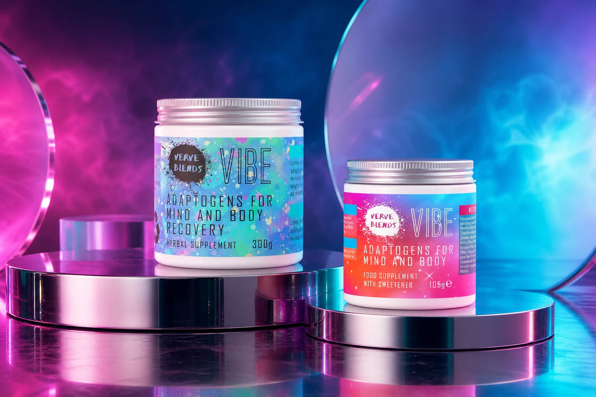 Verve Blends Adaptogen Supplement Packaging Design
