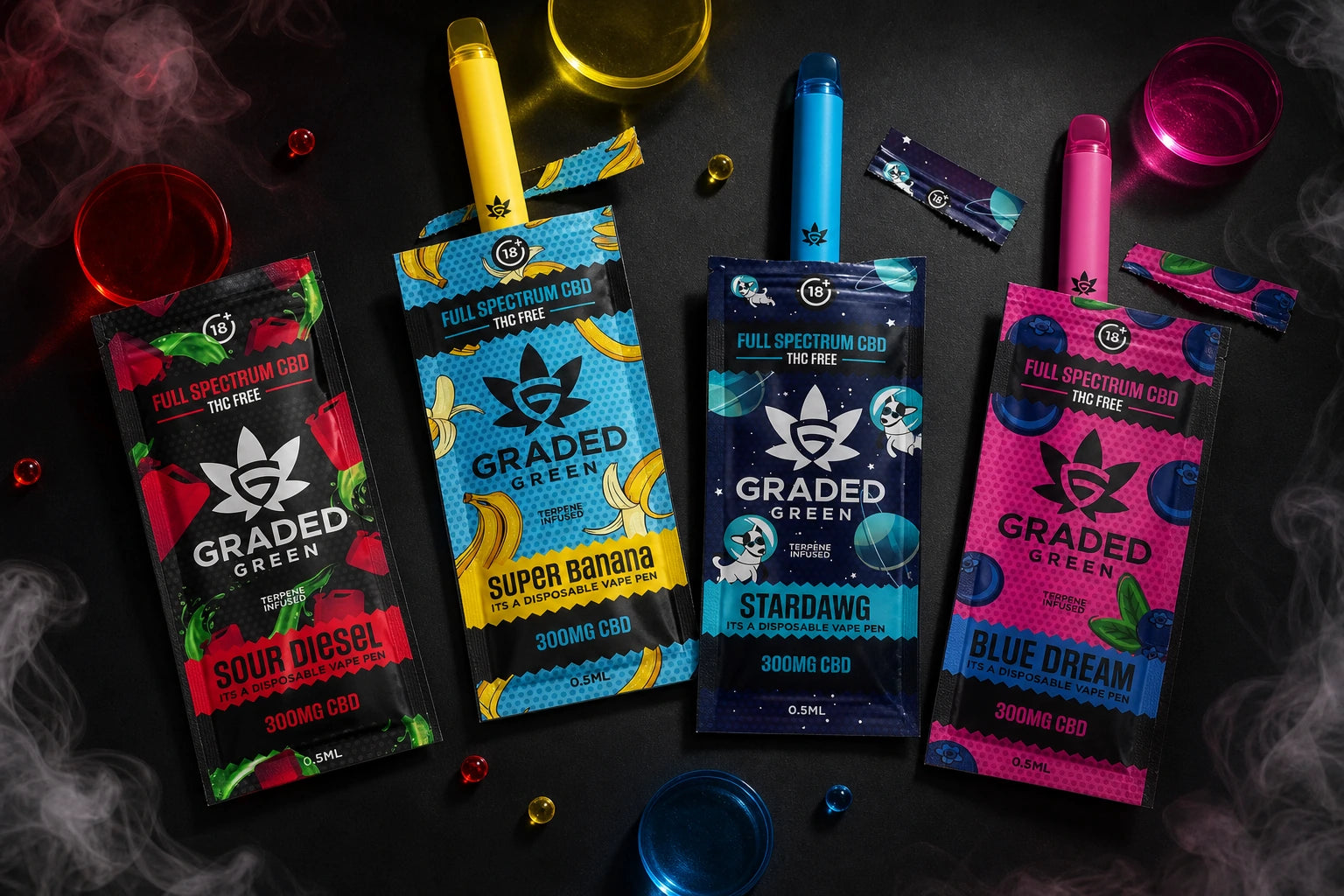 Graded Green CBD and Vape Packaging Design