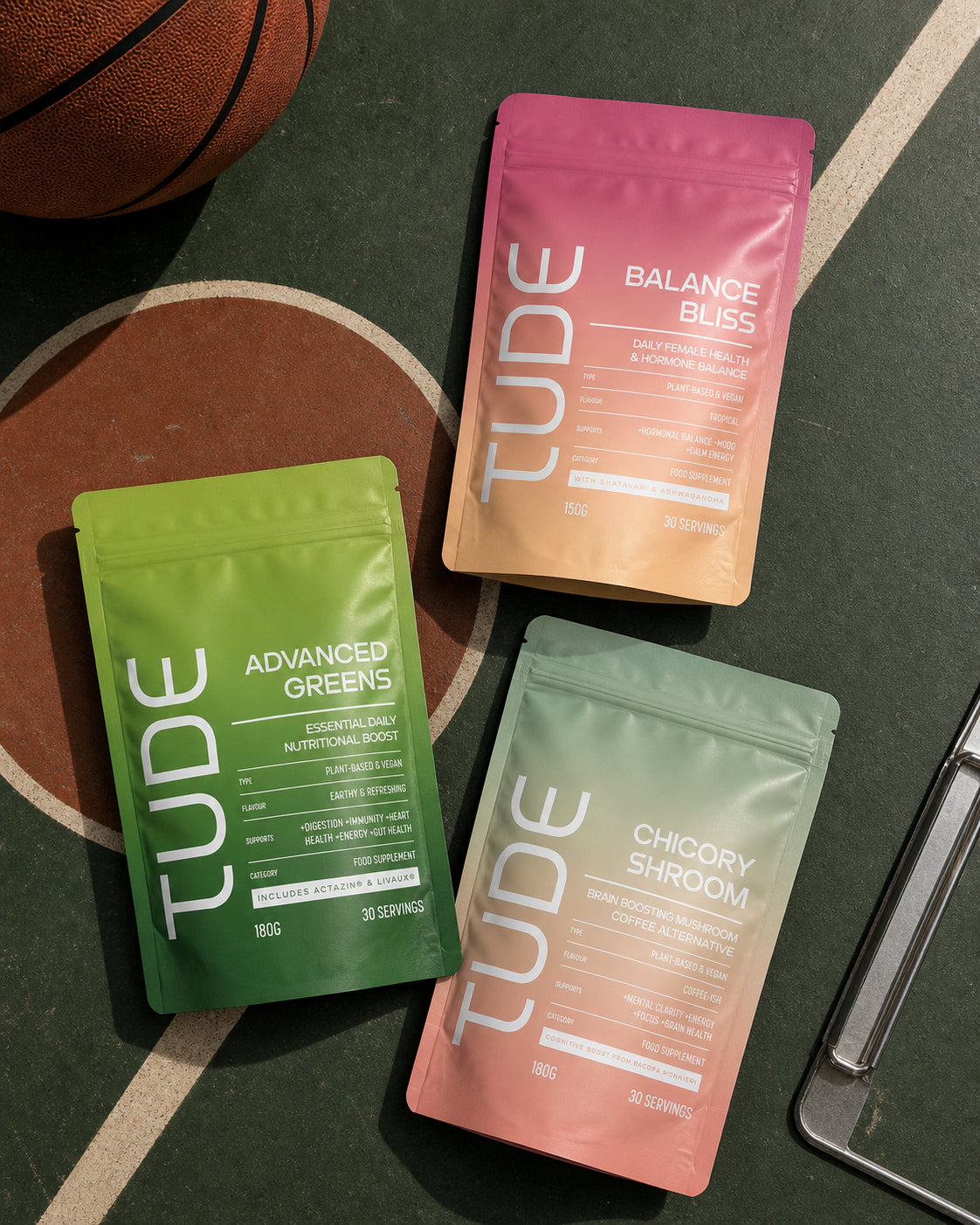 Tude Plant-Based Supplement Packaging Design
