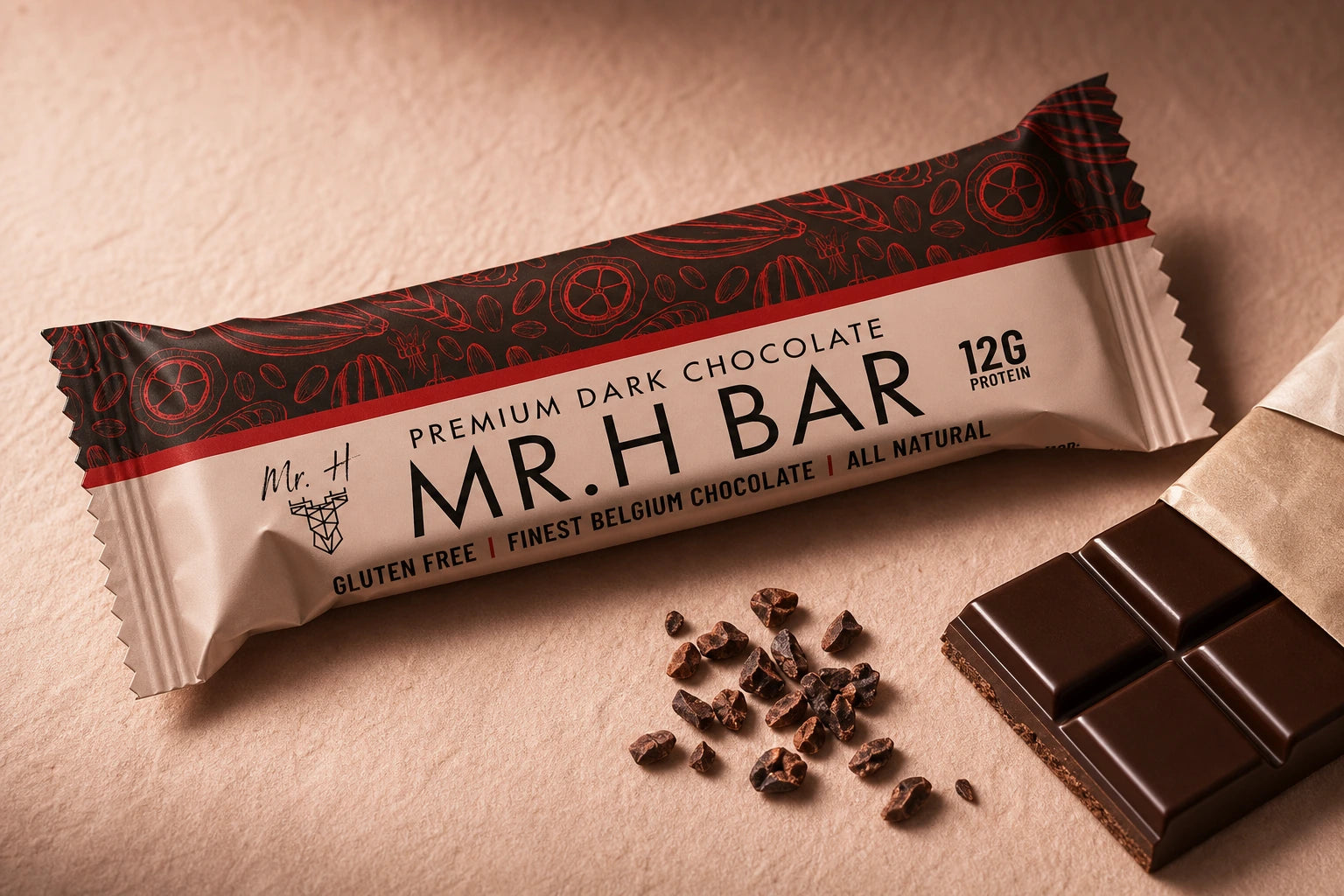 Mr H Bars Protein Bar Packaging Design