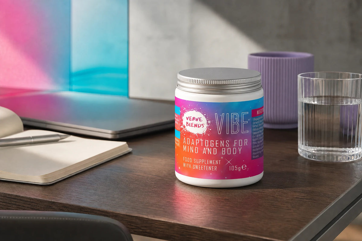 Verve Blends Adaptogen Supplement Packaging Design