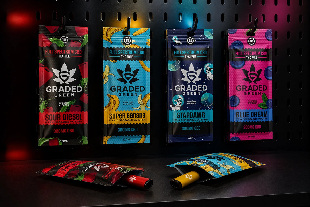 Graded Green CBD and Vape Packaging Design