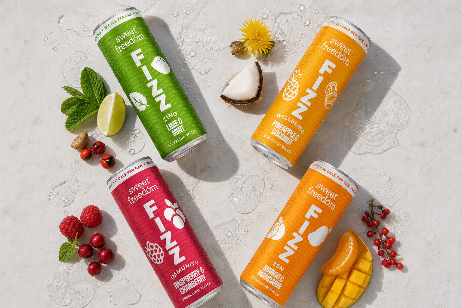 Sweet Freedom FIZZ Sparkling Water Packaging Design