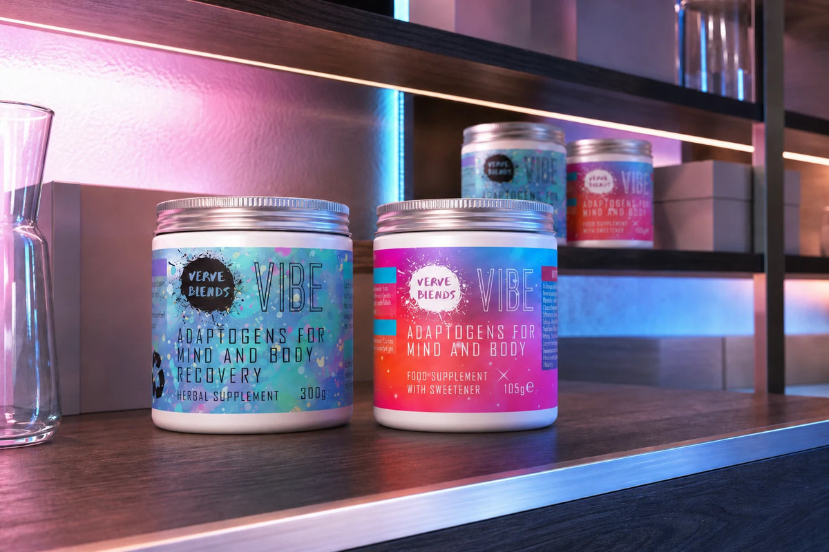 Verve Blends Adaptogen Supplement Packaging Design