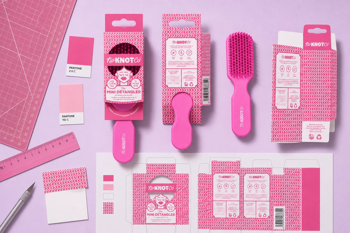 Hair Brush Packaging Design for No Knot Co