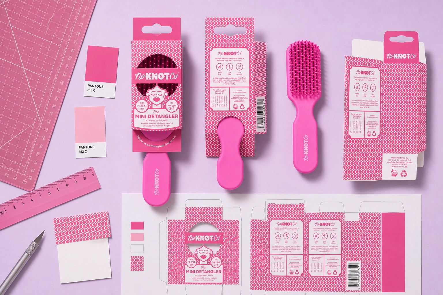 Hair Brush Packaging Design for No Knot Co