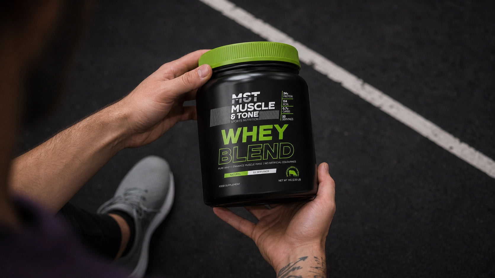 Whey Protein Packaging Design for M&T Muscle & Tone
