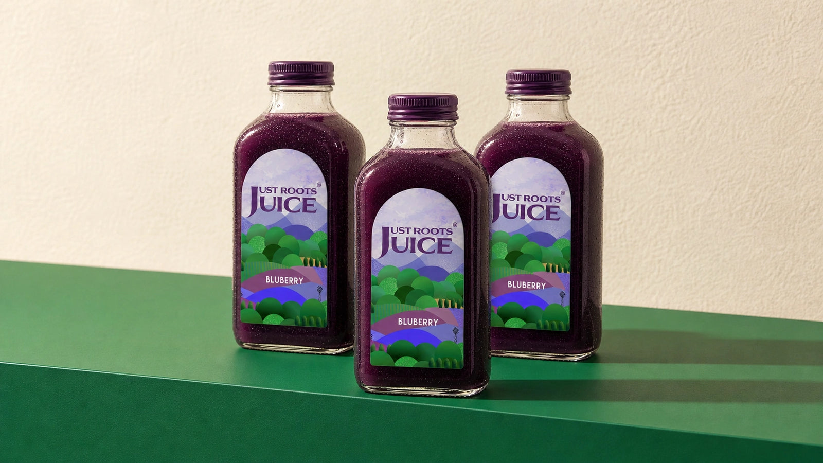 Just Roots Juice Blueberry Juice Label & Bottle Design