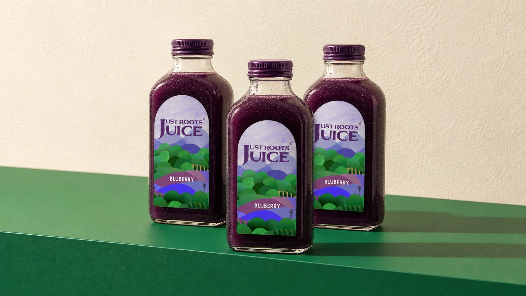 Just Roots Juice Blueberry Juice Label & Bottle Design