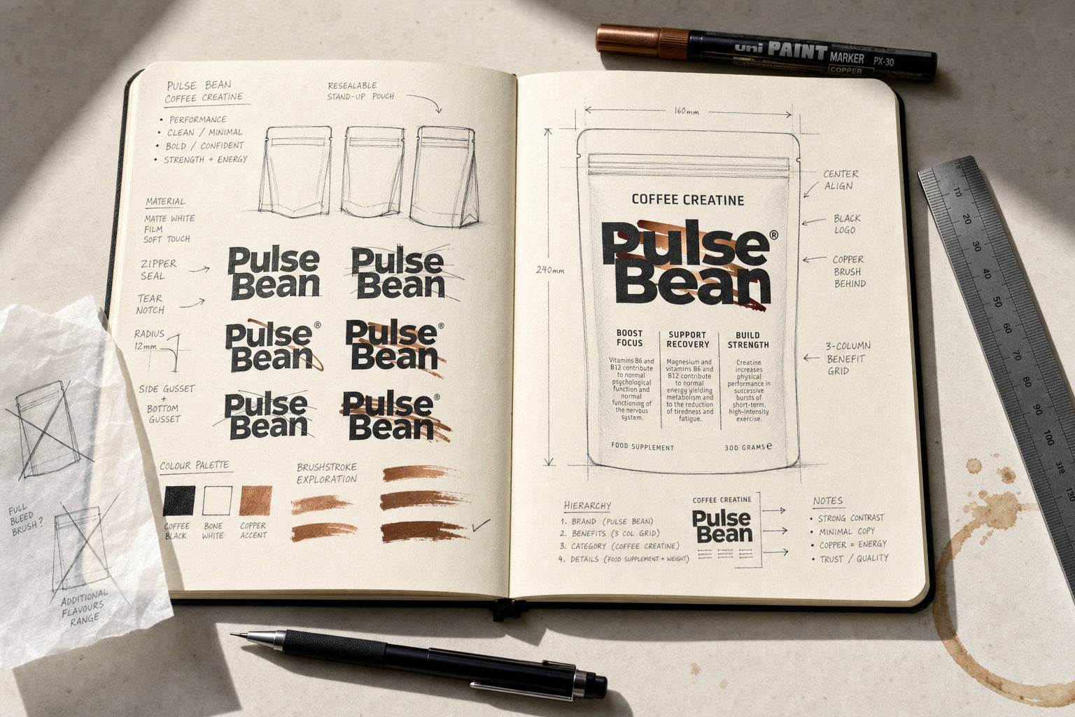 Pulse Bean Coffee Creatine Packaging Design