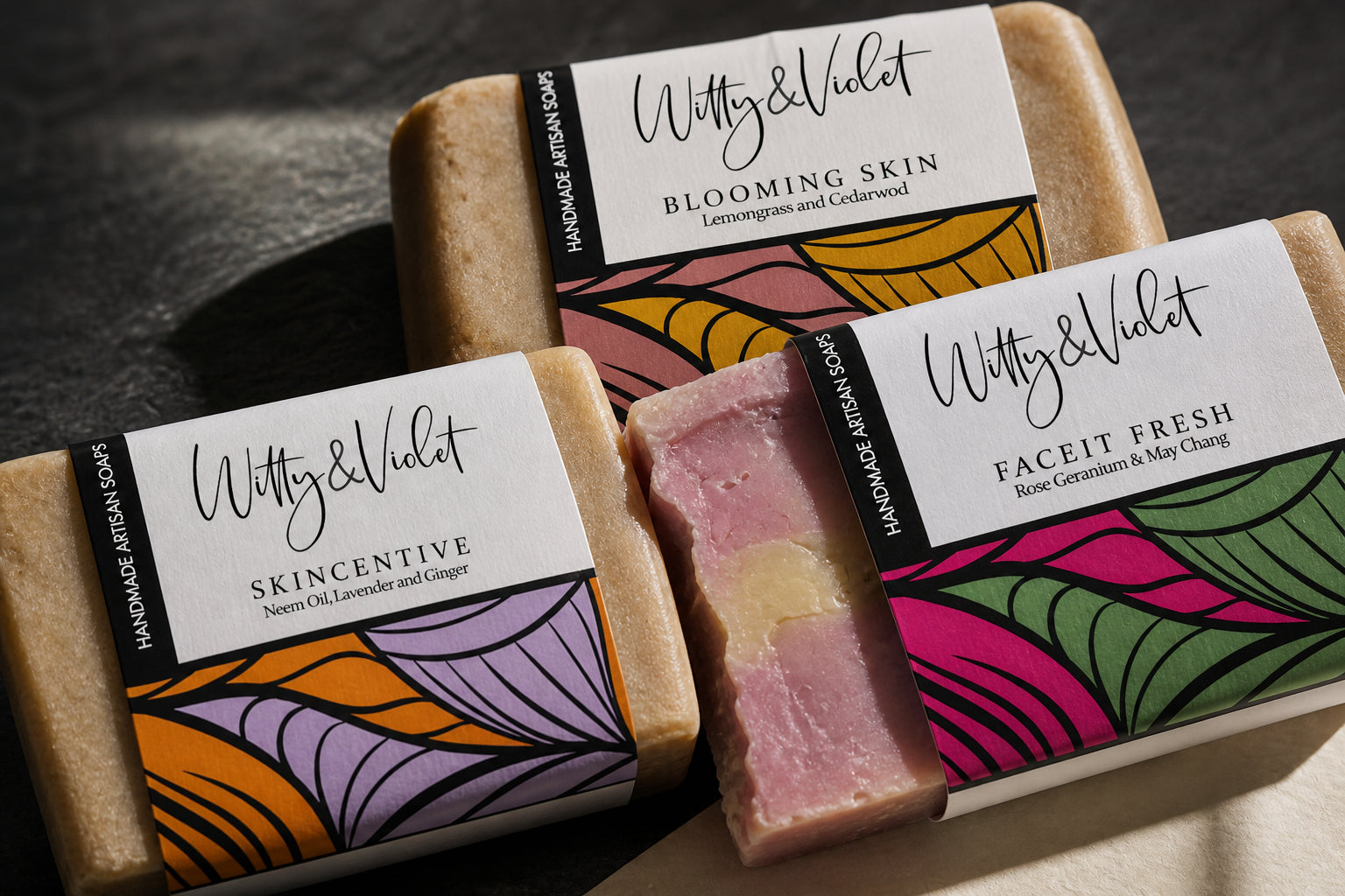 Witty & Violet Handmade Soap Packaging Design
