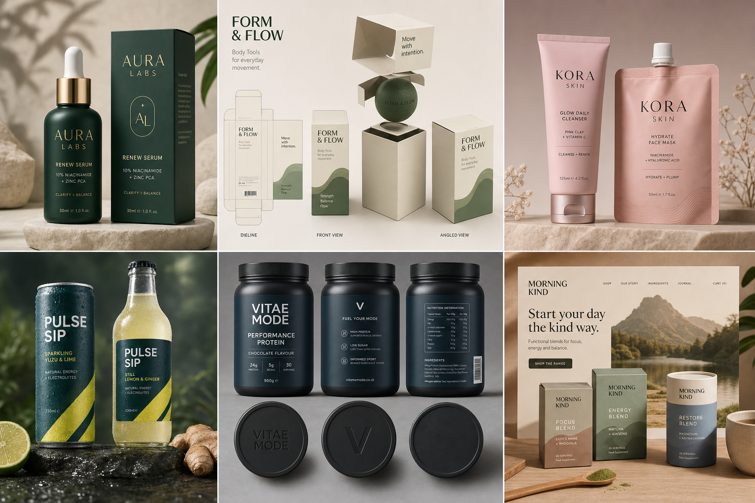 Modern 3D mockups for packaging, ecommerce and launch visuals by Y Not Tony Design Studio