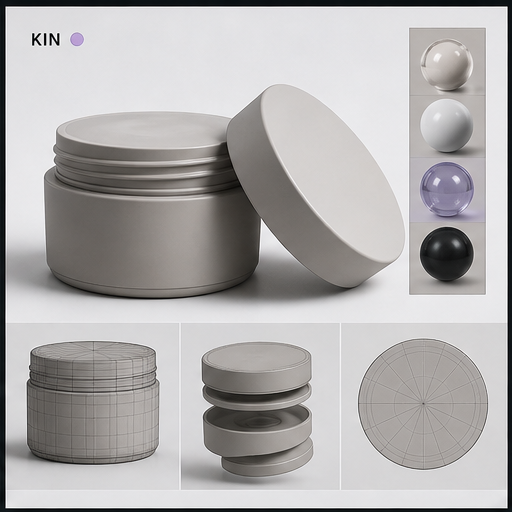 Cosmetic jar clay models visual for 3D modelling by Y Not Tony Design Studio