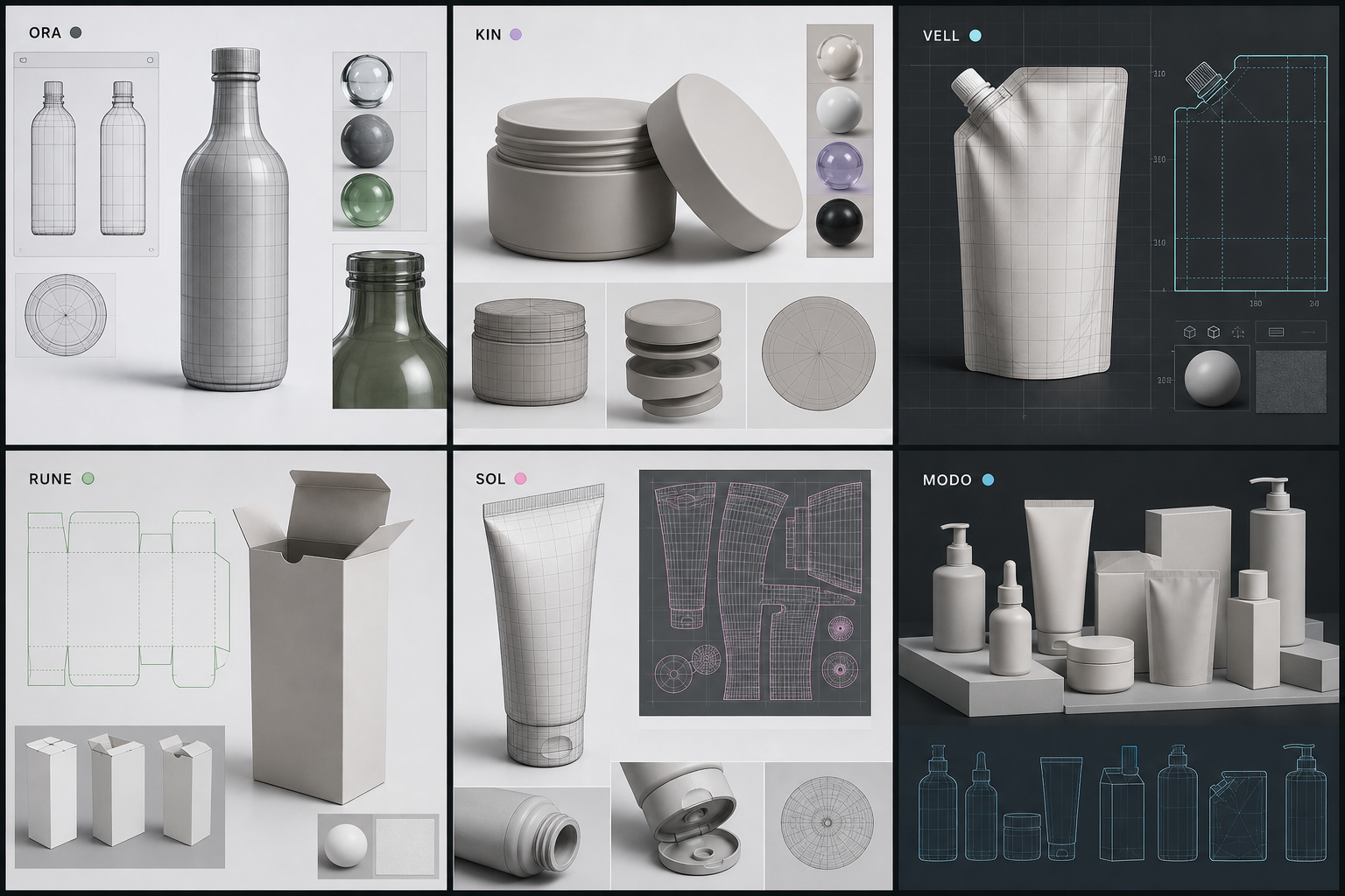 3D modelling workflow for bottles, jars, pouches, tubes and product packaging by Y Not Tony Design Studio