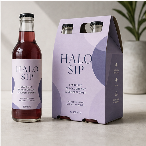 Drink labels and carriers visual for Packaging design by Y Not Tony Design Studio