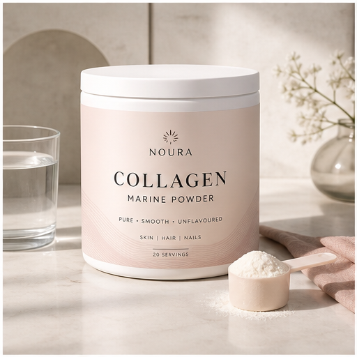 Collagen powder tubs visual for Supplement packaging design by Y Not Tony Design Studio