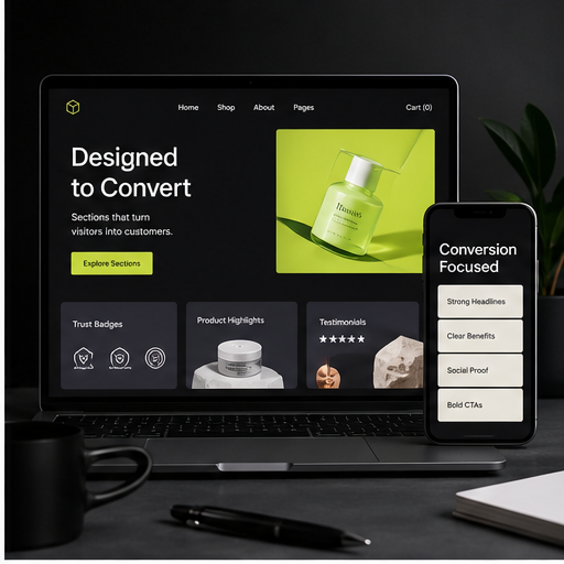 Conversion section layouts visual for Web design by Y Not Tony Design Studio