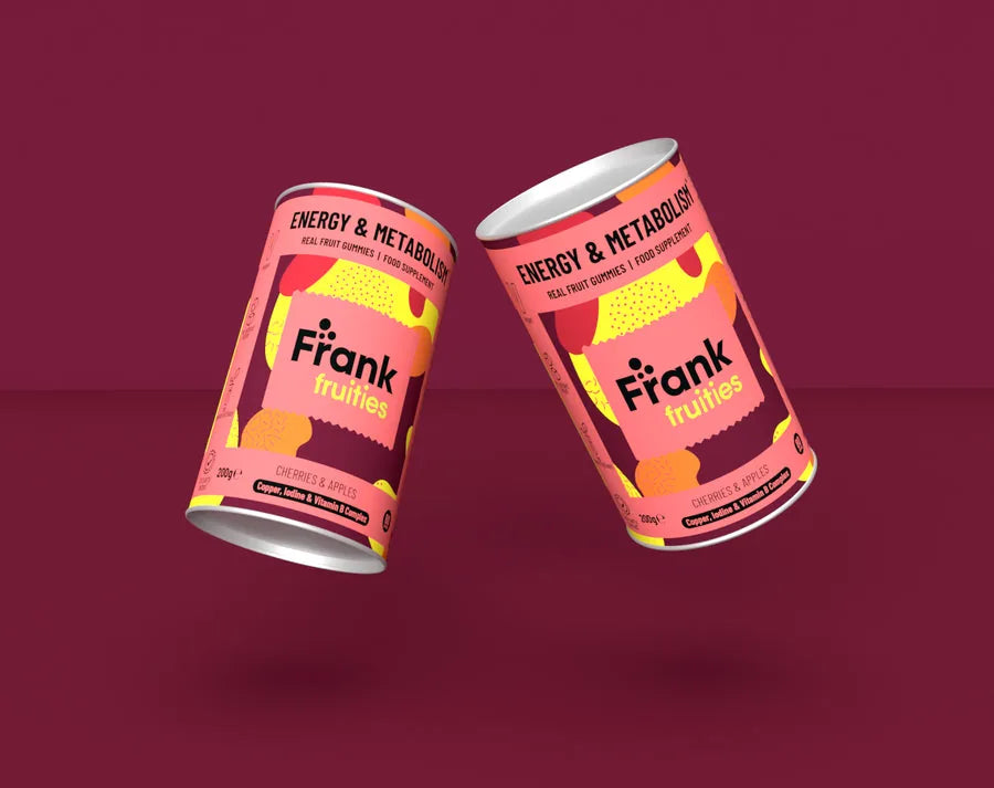 Front-facing Frank Fruities nutritional gummy packaging
