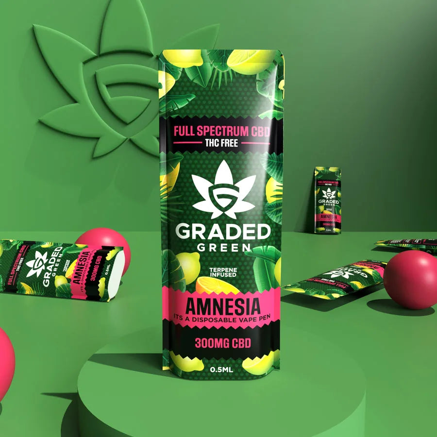 Front-facing Graded Green CBD packaging range