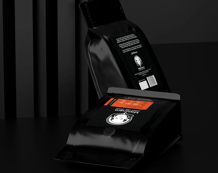 Front-facing Misionero Café coffee pouch packaging