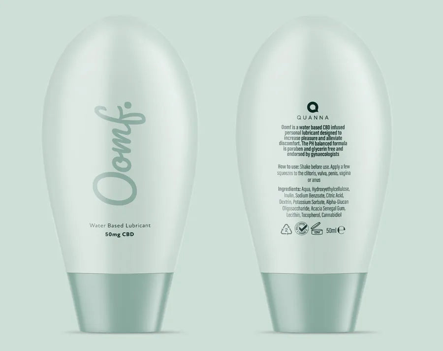 Front-facing OOMF by Quanna intimate wellness packaging