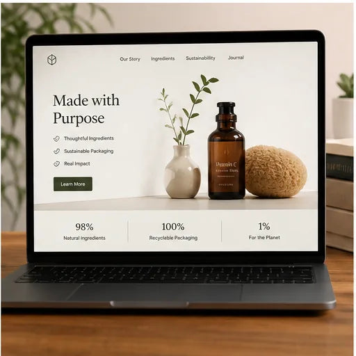 Product story web page with clear hierarchy, imagery and conversion path